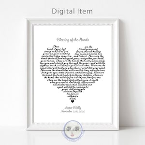 Blessing of the Hands-Wedding Reading-Wedding blessing-Wedding wallart-Blessing of the Hands printable-Wedding gift-Custom calligraphy