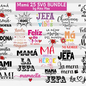 Mamá 25 svg bundle-Día de las madres svg bundle-Madre svg-Má svg-jefa svg-png-dxf-Cricut mom spanish-Español svg-Spanish svg-Latina Mom svg