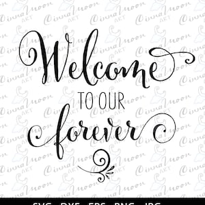 Welcome To Our Forever svg-Welcome Wedding Sign-Welcome Wedding Svg-Wedding Ceremony svg-Wedding Sign Svg-Cameo-Cricut-png-eps-iron on files