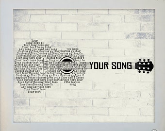 Custom Guitar  lyrics-Vinyl-Custom vinyl-Custom song lyrics-Your favorite lyrics here-Record-Wedding song-Song lyrics-Song lyrics wall art