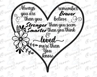 Always remember you are braver than you believe svg-Loved more than you know svg-Daughter svg-Quote for daughter-svg-dxf-png-jpg-Cricut