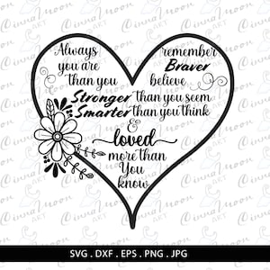 Always remember you are braver than you believe svg-Loved more than you know svg-Daughter svg-Quote for daughter-svg-dxf-png-jpg-Cricut