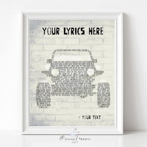 Custom lyrics-Shape-Custom Shape lyrics-song lyrics wall art-Any shape-Wedding song wall art-Anniversary gift-Gift for him-lyrics print