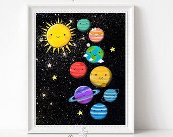 Planets-Planets print-Solar System-Universe-Solar System print-Educational-Mercury-Venus-Earth-Mars-Jupiter-Saturn-Neptune-Nursery art