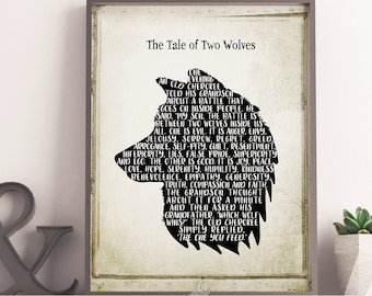 Two Wolves wall art-The tale of two wolves-The tale of two wolves print-Tale of two wolves printable-Two wolves wallart