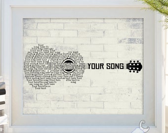 Custom song lyrics-Your favorite lyrics-Guitar lyrics-printable poster-song lyrics wall art-Anniversary giftCustom song lyrics wall art
