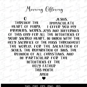 Morning offering-Morning offering svg-Morning prayer-Catholic prayer-Catholic wall art-Christian printable-Morning offering cut file