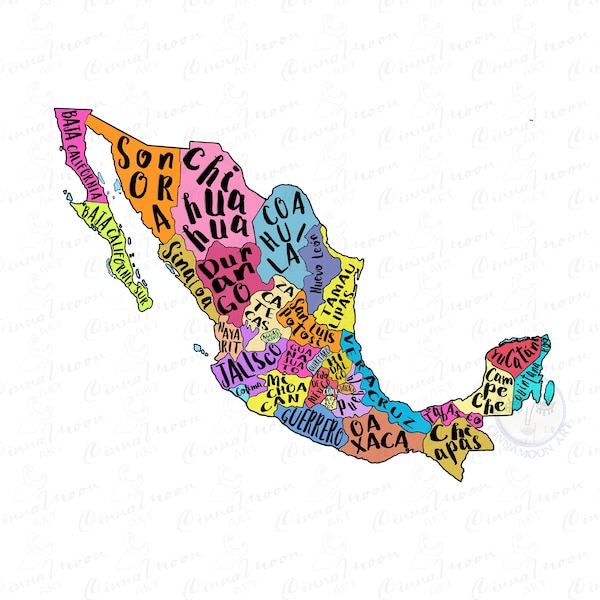 Mexico map-Mexico map printable-Mexico-Republica Mexicana-Mapa de Mèxico-Mexico wall art-missing Mèxico-Mexico print
