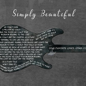 Custom lyrics-Guitar lyrics-song lyrics wall art-Electric Guitar-Wedding song wall art-Anniversary gift-Gift for him-Guitar lyrics print