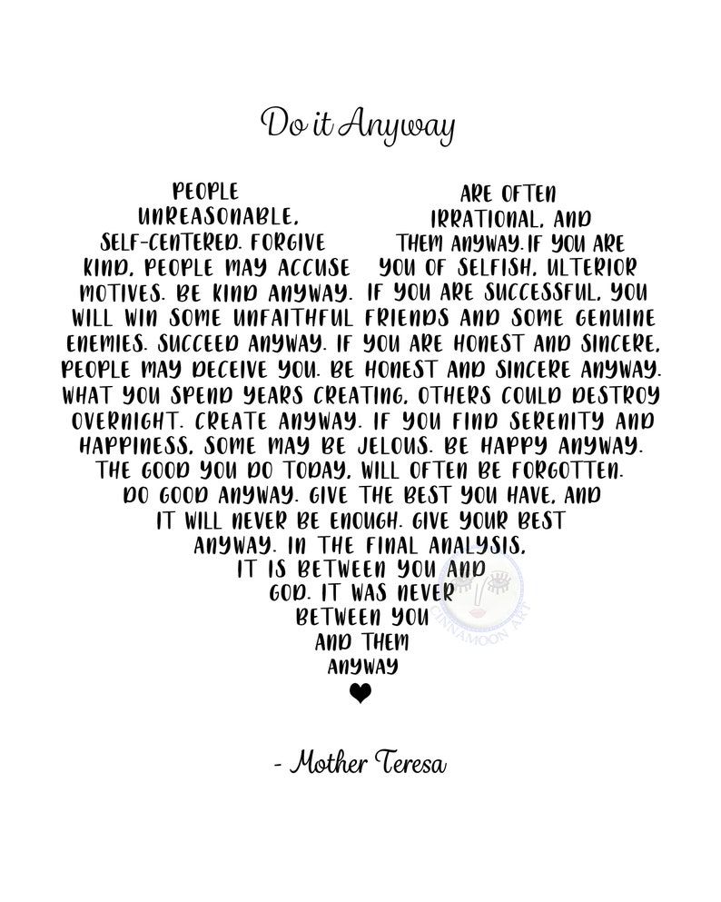 Do It Anyway Print-mother Teresa Printable-santa Teresa - Etsy