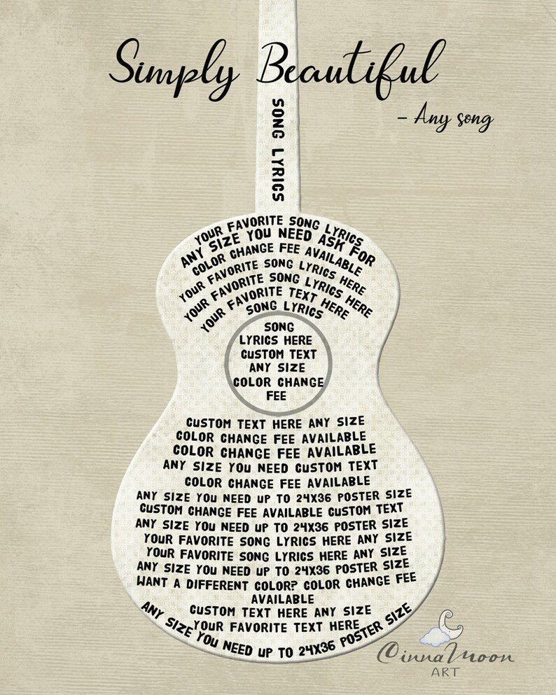 Custom Lyricsguitar Lyricssong Lyrics Wall Artelectric Etsy