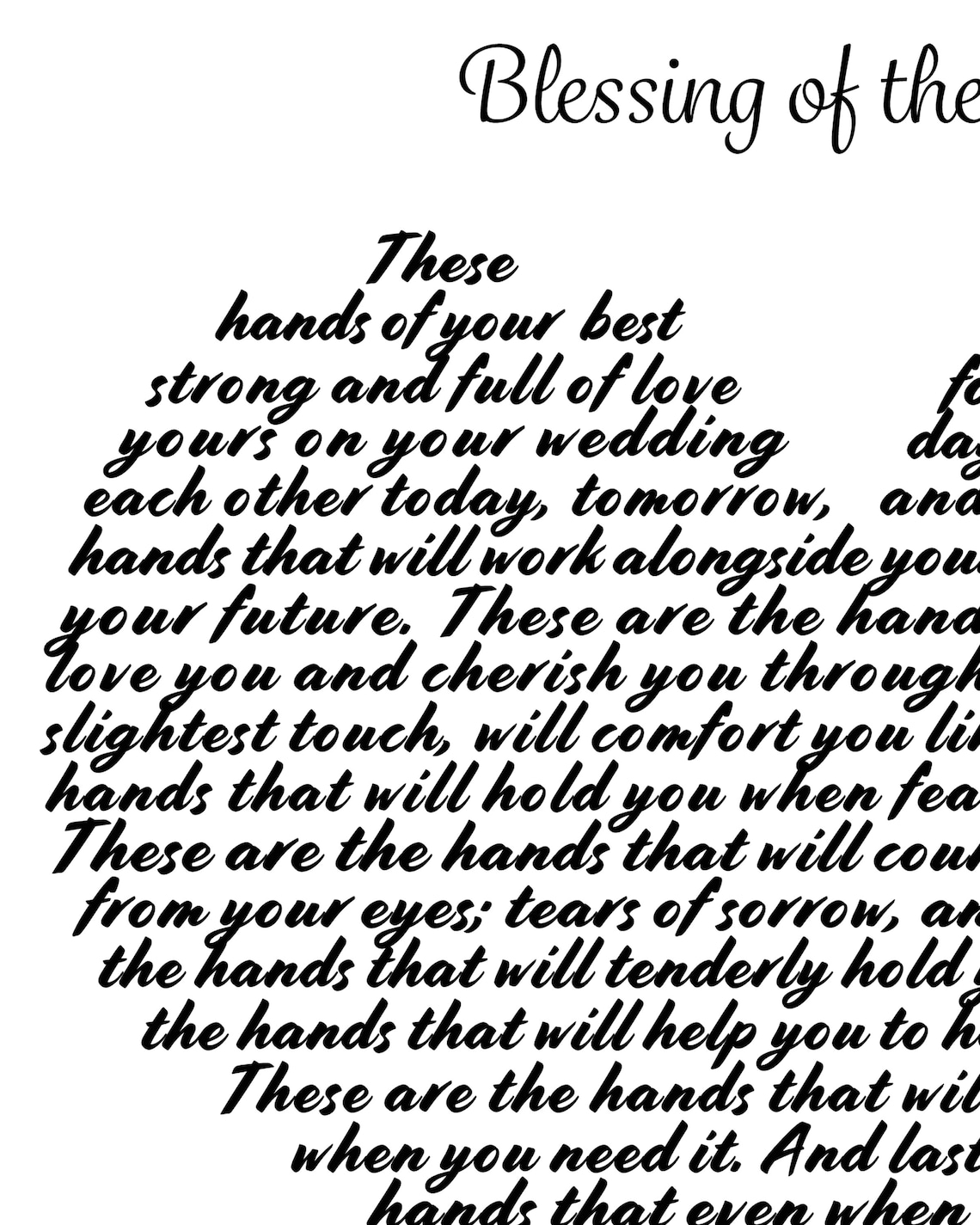 Blessing Of The Hands Wedding Reading Wedding Blessing Wedding Etsy