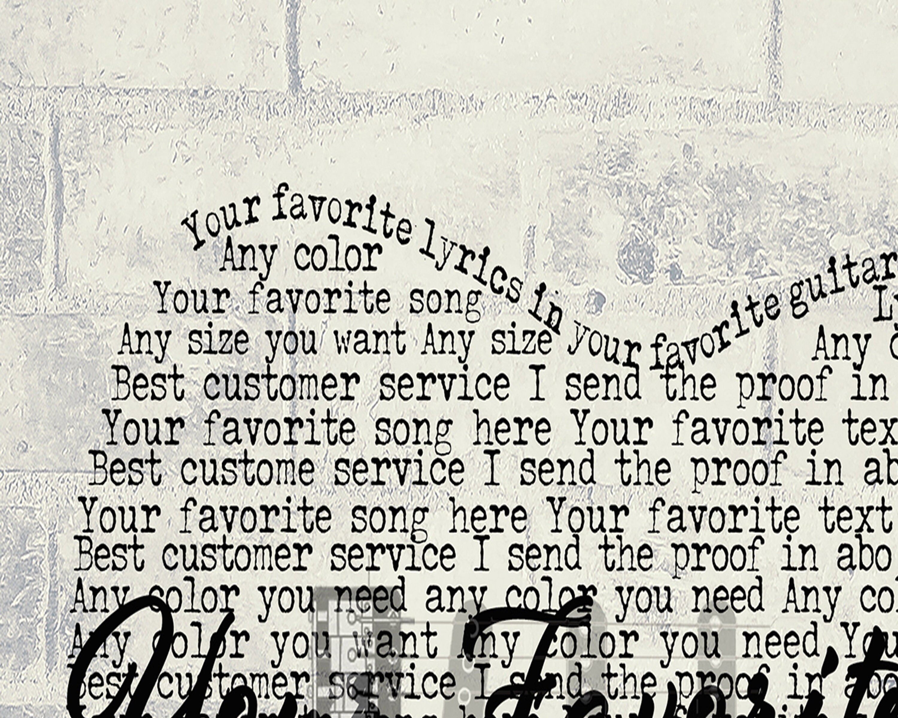 Custom Lyricsguitar Lyricselectric Guitarsong Lyrics Wall Etsy