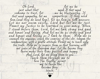 A Teacher's prayer printable-Teacher's prayer download print-Digital item-Teacher gift-Teacher Catholic