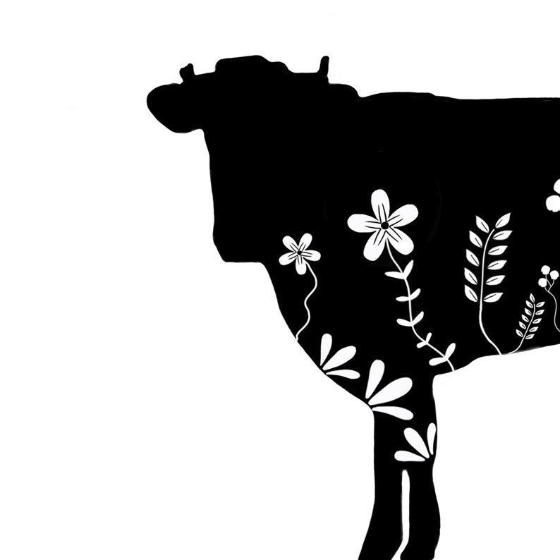 Download Cow Svg-Floral cow Silhouette-Cow-Cow clipart-Cow Flowers-Cow | Etsy