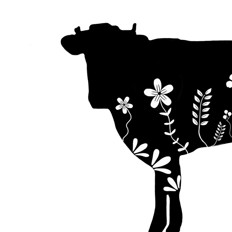 Download Cow Svg-Floral cow Silhouette-Cow-Cow clipart-Cow Flowers ...