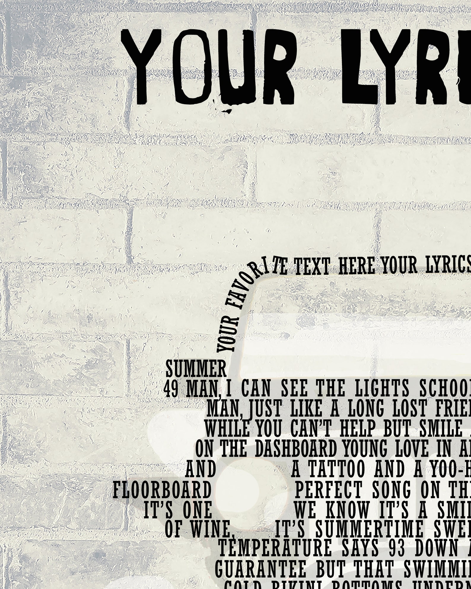Custom Lyricsshapecustom Shape Lyricssong Lyrics Wall  Etsy