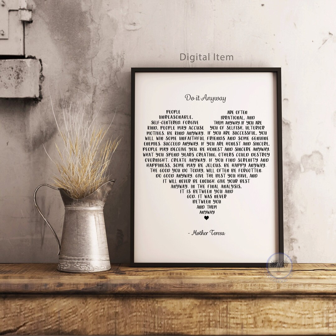 Do It Anyway Print-mother Teresa Printable-santa Teresa - Etsy