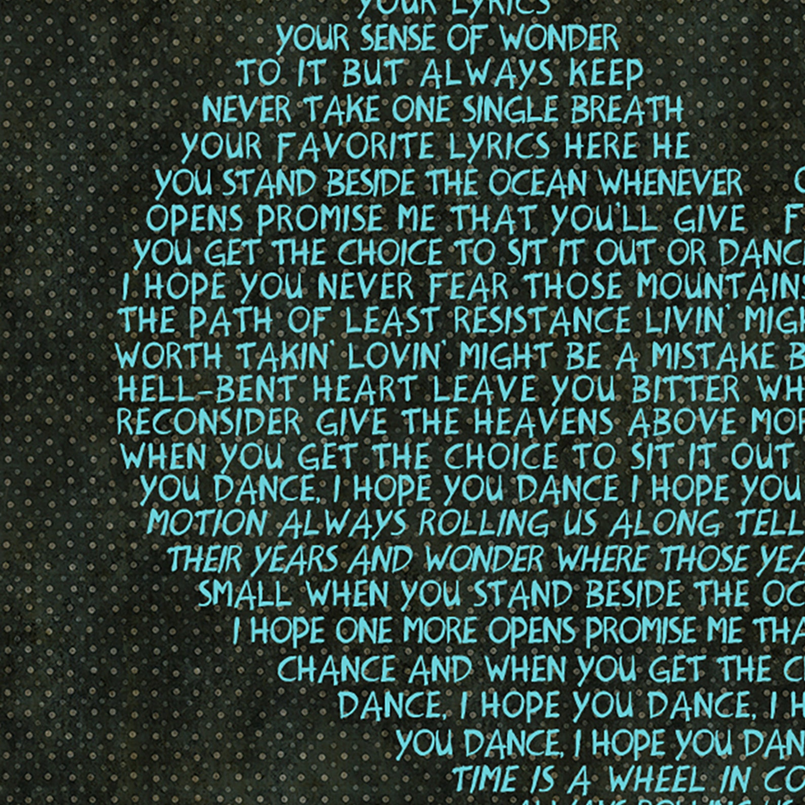 Custom lyricsHeart lyricssong lyrics wall artHeartWedding Etsy