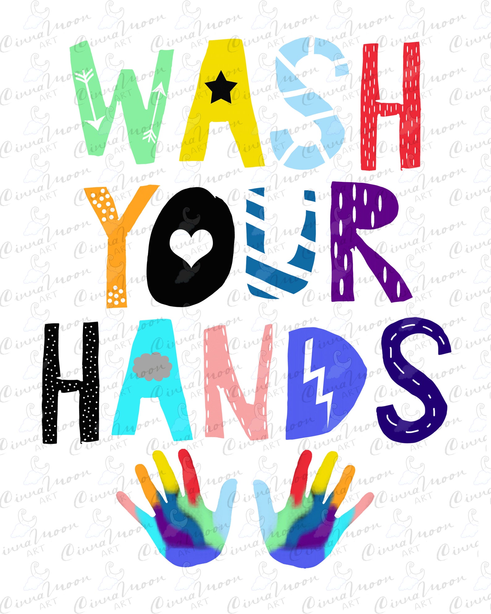 Brush Your Teethwash Your Handskids Bathroom Printskids Etsy