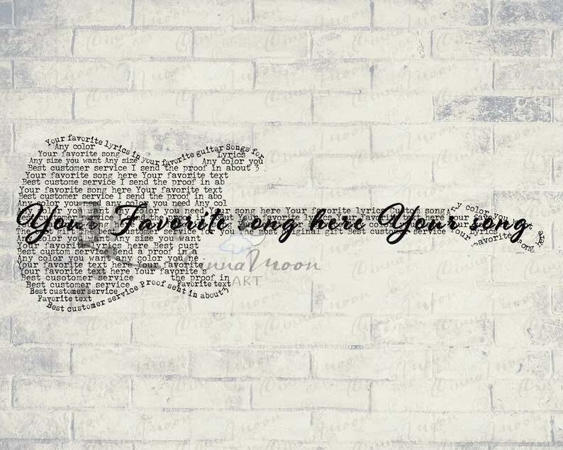 Custom Lyricsguitar Lyricselectric Guitarsong Lyrics Wall Etsy