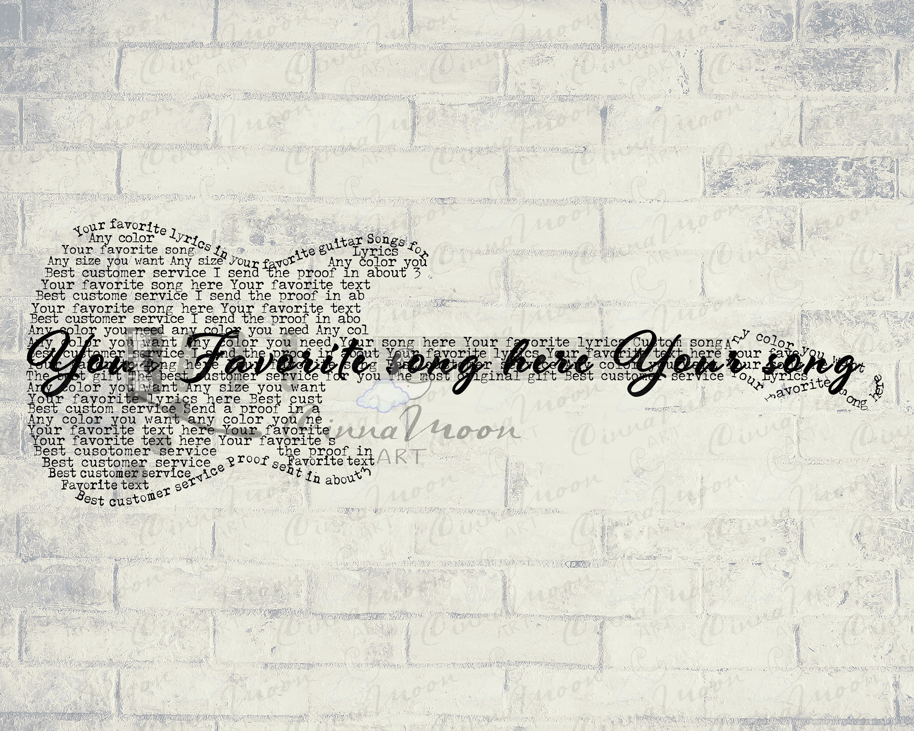 Custom Lyricsguitar Lyricselectric Guitarsong Lyrics Wall Etsy