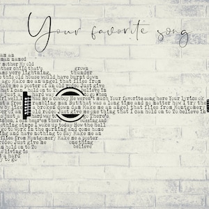 Custom lyrics-Your photo here-Guitar lyrics-song lyrics wall art-Digital Print-Wedding song wall art-Anniversary gift-Gift for him-Guitar
