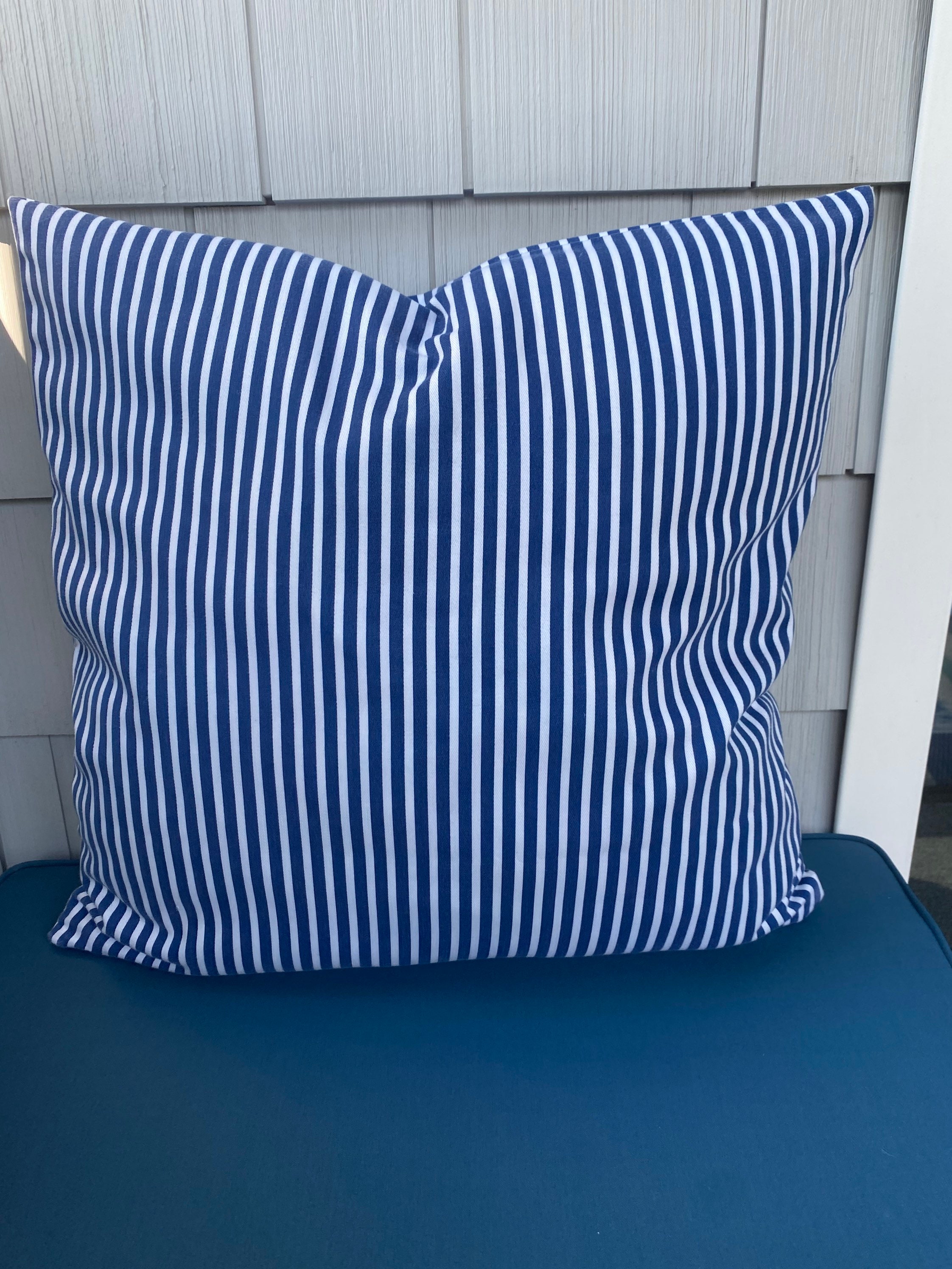 Blue and White Stripe Pillow Cover 20 X 20 Pillow Cover Etsy Singapore