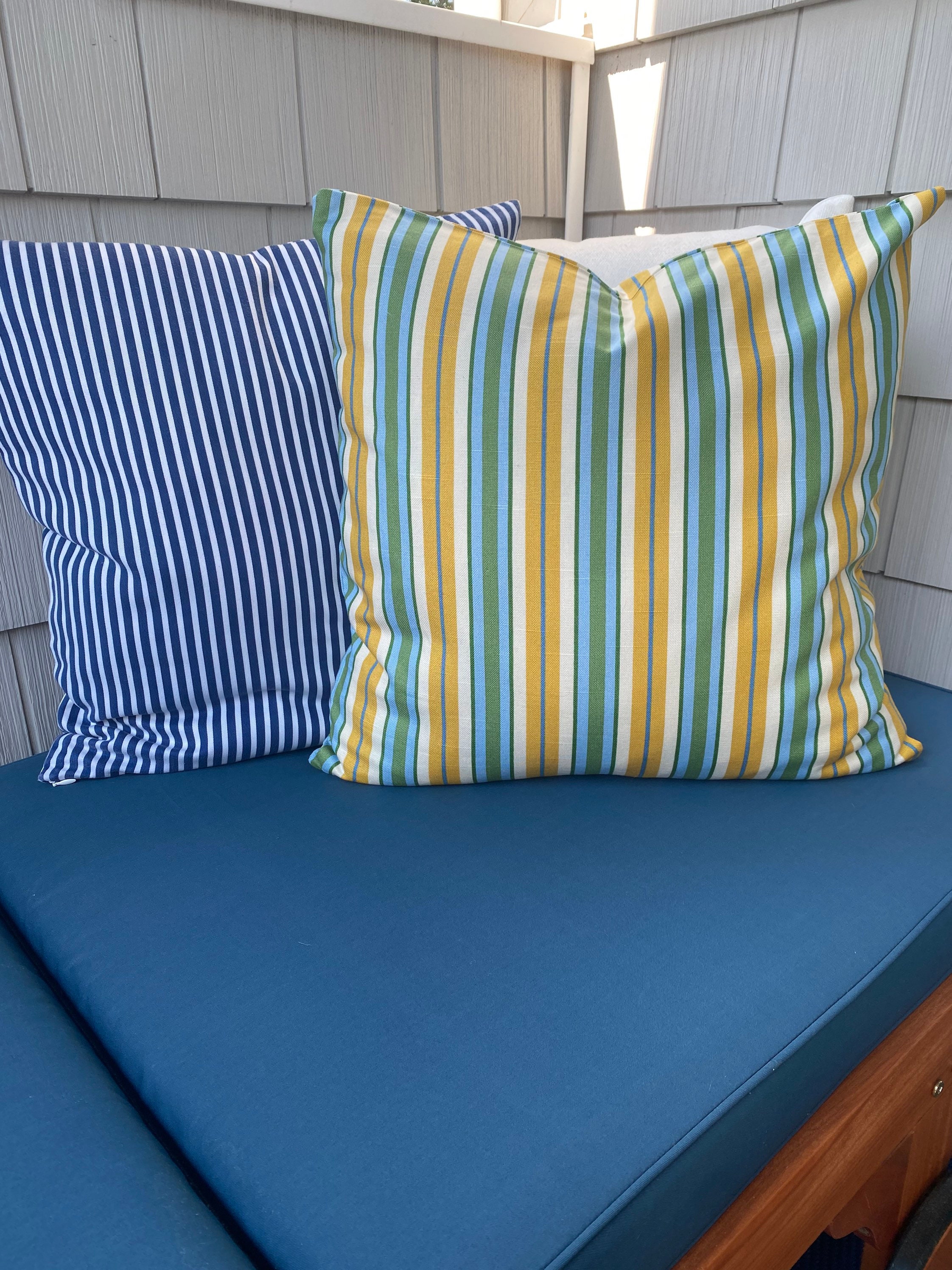 Blue and White Stripe Pillow Cover 20 X 20 Pillow Cover Etsy Singapore
