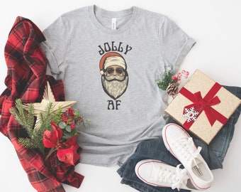 Jolly AF Santa Claus Christmas T-Shirt, Fun Christmas shirt, Christmas Gift T-Shirt, Funny X-Mas Shirt