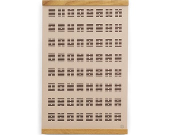 Hexagram Print 12&quot; x 18&quot; rose gold foil on kraft paper • Acupuncture, Chinese Medicine, YiJing, I Ching, TCM, frame optional