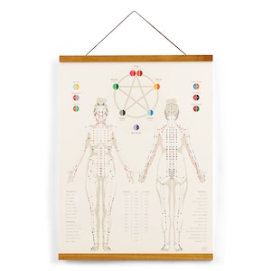 Acupuncture Meridian Channel Print 17" x 22" • Chinese Medicine, Female body, TCM, frame optional