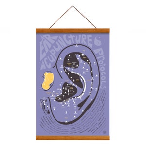 Ear Acupuncture Protocols Print (Lavender)  13&quot; x 19&quot; • Auricular, Chinese Medicine, TCM, frame optional
