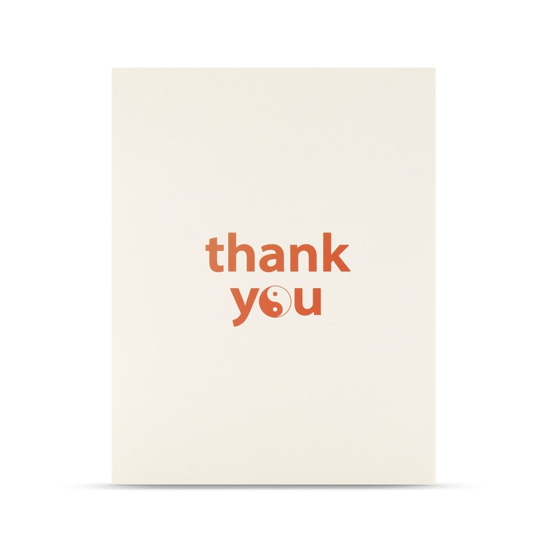 THANK YOU yin yang orange on natural paper A2 size with envelopes Gratitude Cards