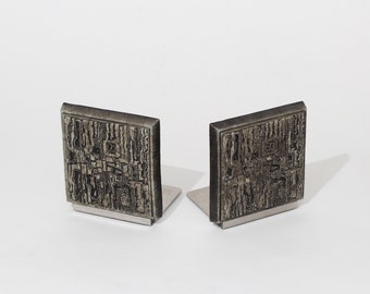 vintage brutalist paul evans style bookends 1960s-1970s