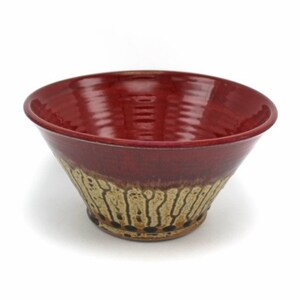 Large Pottery Mixing Bowl, Handmade Stoneware Serving Bowl, Pottery Bowl, Decorative Ceramic Bowl Thomas Tan and Red