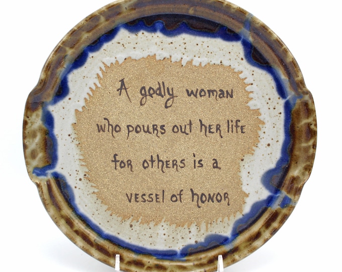 Handmade Pottery Gift , Hand Painted Plate, Bible Verse, Gift for Wife