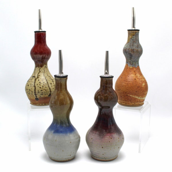 Handmade Pottery Oil or Vinegar Bottle, Stoneware Oil Bottle, Kitchen Soap Bottle, Kitchen Gadget, Wheel Turned Pottery Oil Bottle