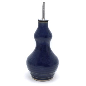 Handmade Stoneware Oil Bottle, Kitchen Soap Dispenser, Nichols Pottery Solid Blue