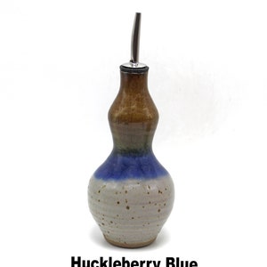 Handmade Stoneware Oil Bottle, Kitchen Soap Dispenser, Nichols Pottery Huckleberry Blue