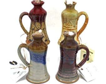 Handmade Pottery Oil Lamp: Rustic Stoneware Prepper Lamp
