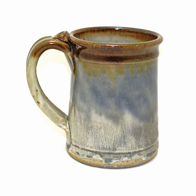 Handmade Pottery Mug, Stoneware Mug, Coffee Mug, Tea Mug, Mug for Mom, Large Coffee Mug, Fathers Day Gift, Birthday Gift, Coffee Lover Gift Blue and Grey