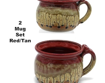 Absolutely Beautiful Pair of Soup Mugs in your choice of Glaze Colors, Stoneware Soup Mugs, Handmade Pottery Soup Mugs, Great Christmas Gift