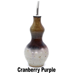 Handmade Stoneware Oil Bottle, Kitchen Soap Dispenser, Nichols Pottery Cranberry Purple