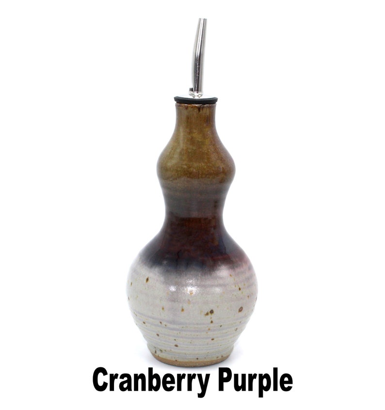 Handmade Stoneware Oil Bottle, Kitchen Soap Dispenser, Nichols Pottery Cranberry Purple