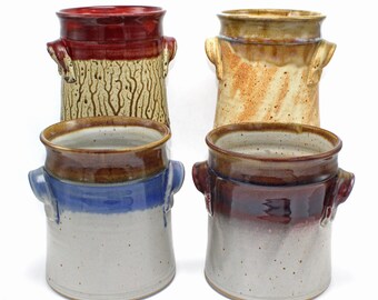 Kitchen Utensil Holder, Handmade Pottery Crock, Stoneware Utensil Holder, Ceramic Wine Chiller, Pottery Utensil Holder, Ceramic Utensil Jar