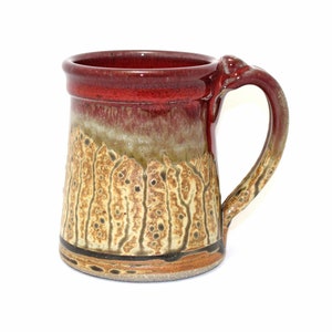 Handmade Pottery Mug, Stoneware Mug, Coffee Mug, Tea Mug, Mug for Mom, Large Coffee Mug, Fathers Day Gift, Birthday Gift, Coffee Lover Gift Thomas Tan and Red