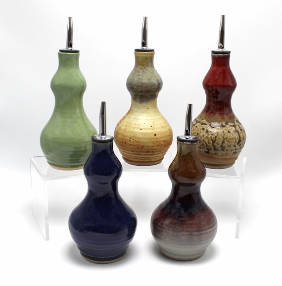 Handmade Stoneware Oil Bottle, Kitchen Soap Dispenser, Nichols Pottery