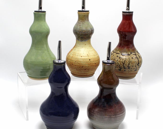 Handmade Stoneware Oil Bottle, Kitchen Soap Dispenser, Nichols Pottery