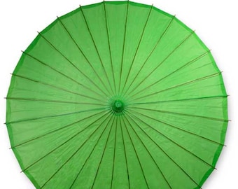 32" Spring Green Paper Parasols (Set of 12), Wedding Umbrellas, Chinese and Japanese Umbrellas - Special SALE of the Month!